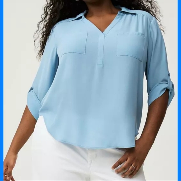 torrid Tops - Torrid Harper Collared 3/4 Sleeve Blouse. size 1